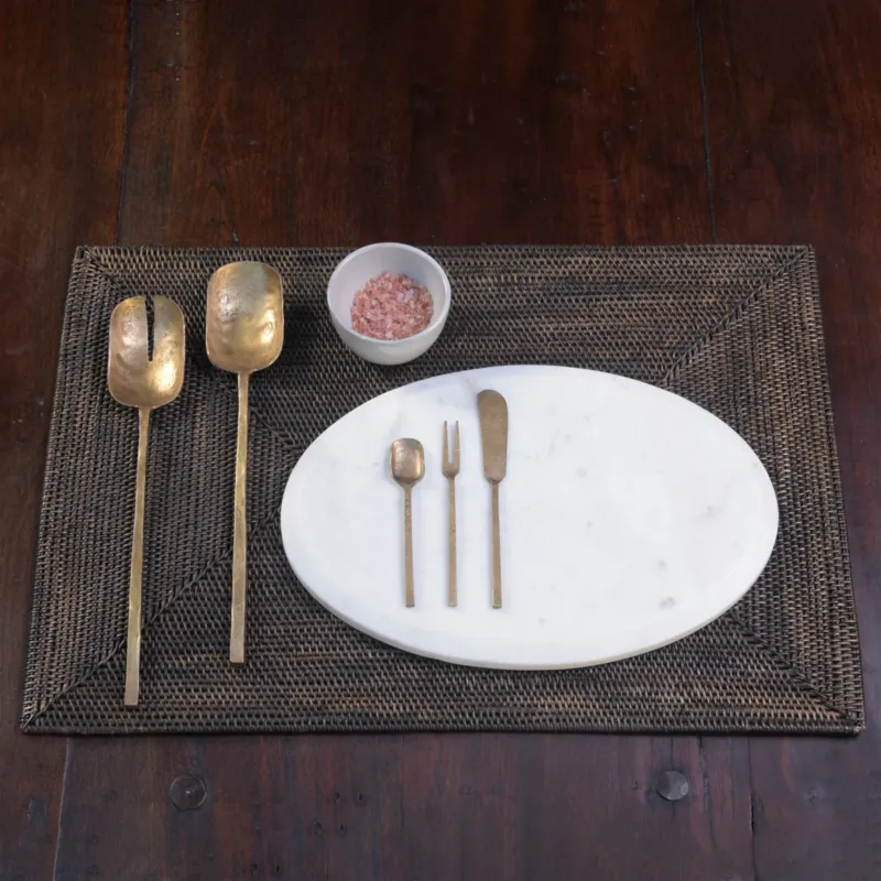 Hayes Salad Servers, Brass - Brass Set Of 4 By HomArt | Kitchen Accessories | Modishstore