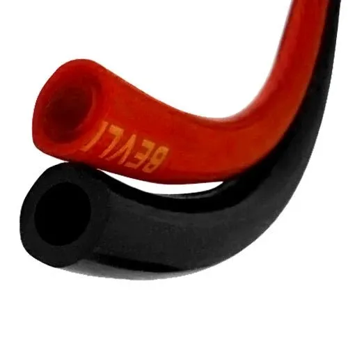 Red and black silicone hose with 'Beverly' branding on a white background