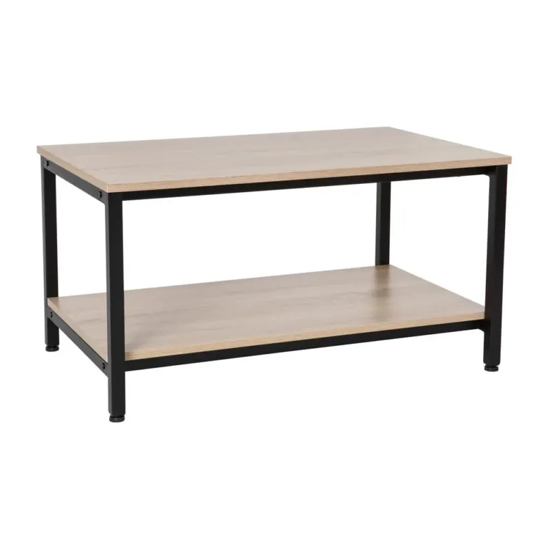 Finley Modern Industrial 2 Tier Rectangular Metal And Driftwood Coffee Table By Flash Furniture | Coffee Tables | Modishstore - 1