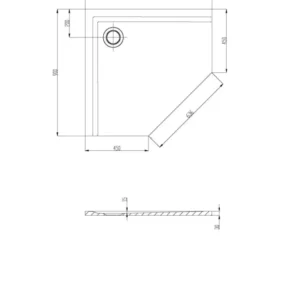 HOESCH Muna Fünfeck-Duschwanne 900x900x30 Mineralguss Weiß – Solique, schmutzabweisend, flacher Einbau
