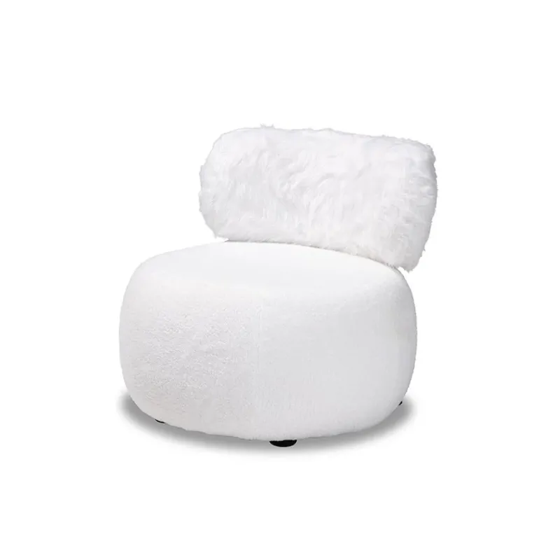 Baxton Studio Tayla Modern and Contemporary White Fabric Upholstered and Black Metal Accent Chair | Accent Chairs | Modishstore