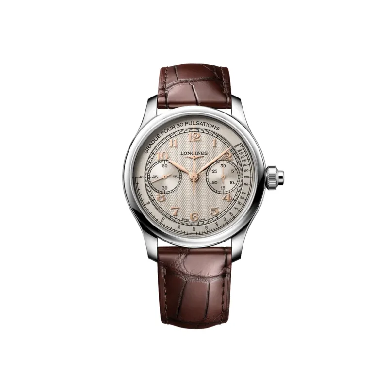 Master Chrono Monopusher Manual 41mm - Silver Opaline on Leather Strap