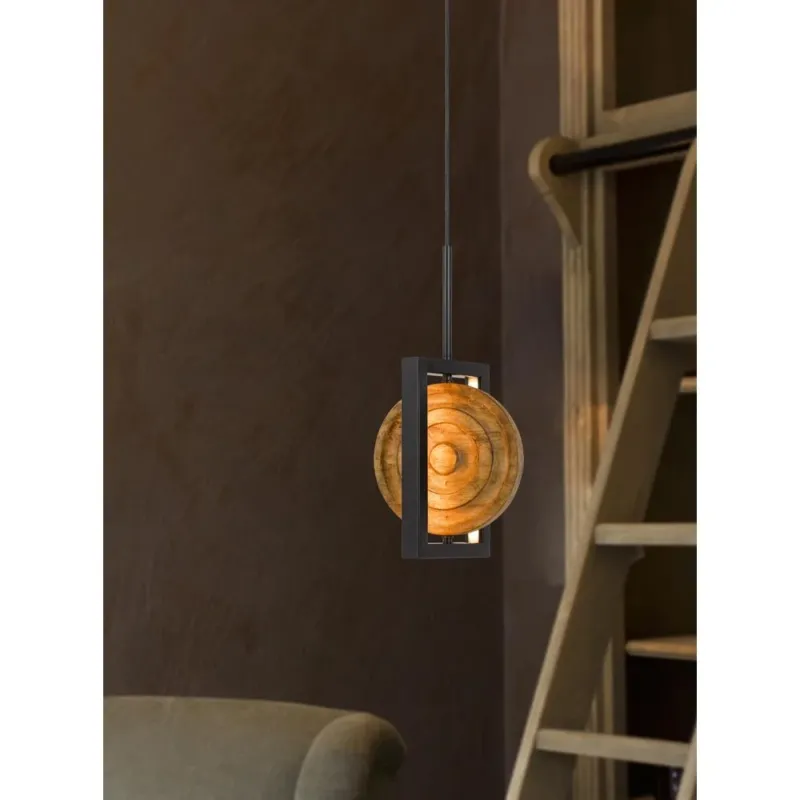 Fano Integrated Dimmable Led Wood/Metal Mini Pendant Fixture. 16W, 1280 Lumen. 3000K, Pine By Cal Lighting | Pendant Lamps | Moidshstore