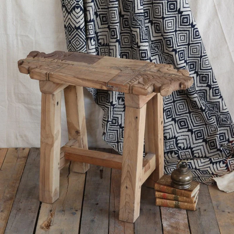 HomArt Portico Salvaged Wood Stool - Feature Image | Modishstore | Stools & Benches