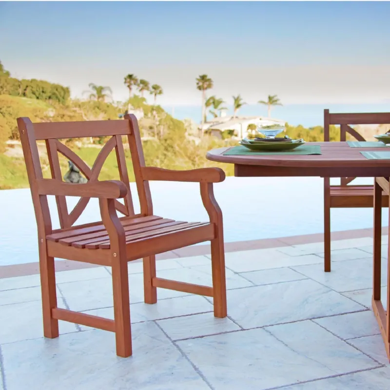 Brown Patio Armchair with Cross Back Design By Homeroots | Outdoor Chairs | Modishstore