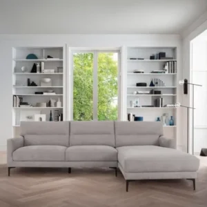 Contemporary Soft Gray Squared Edge Right Facing Sectional Sofa By Homeroots | Sectional | Modishstore