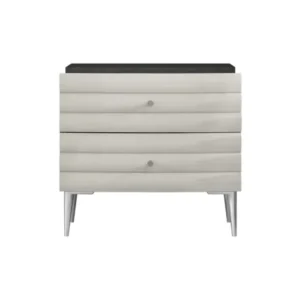 Dark Gray And Ivory Light Gray Two Drawer Nightstand By Homeroots | Nightstands | Modishstore - 1
