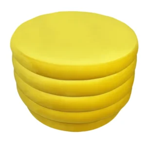 Yellow Velvet Tufted Round Cocktail Ottoman By Homeroots | Ottomans | Modishstore - 1