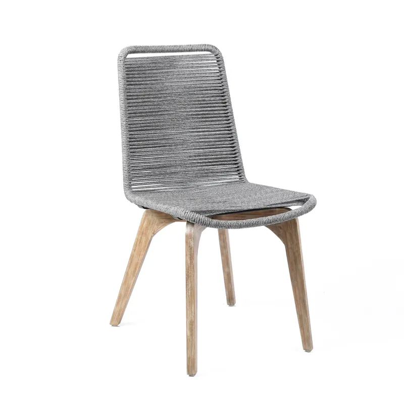 Set of Two Gray Solid Wood Outdoor Dining Chair By Homeroots | Outdoor Chairs | Modishstore - 1