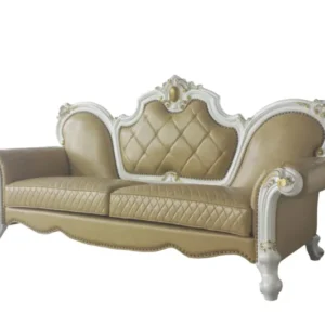 93" Butterscotch Faux Leather And Pearl Sofa With Five Toss Pillows By Homeroots | Sofas | Modishstore