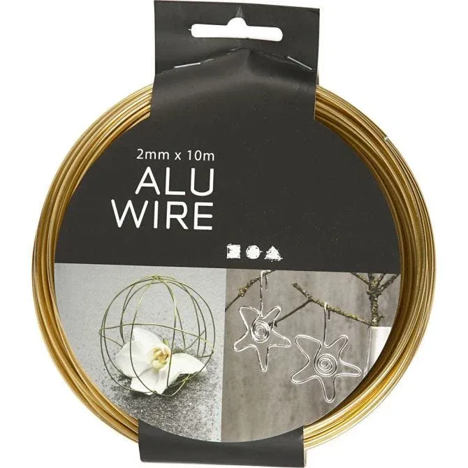 Aluminium Wire, Round, 2 mm, Gold
