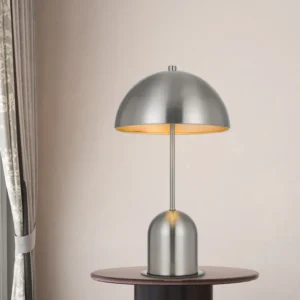 Nickel Metal Desk Table Lamp With Nickel Dome Shade By Homeroots | Table Lamps | Modishstore - 2