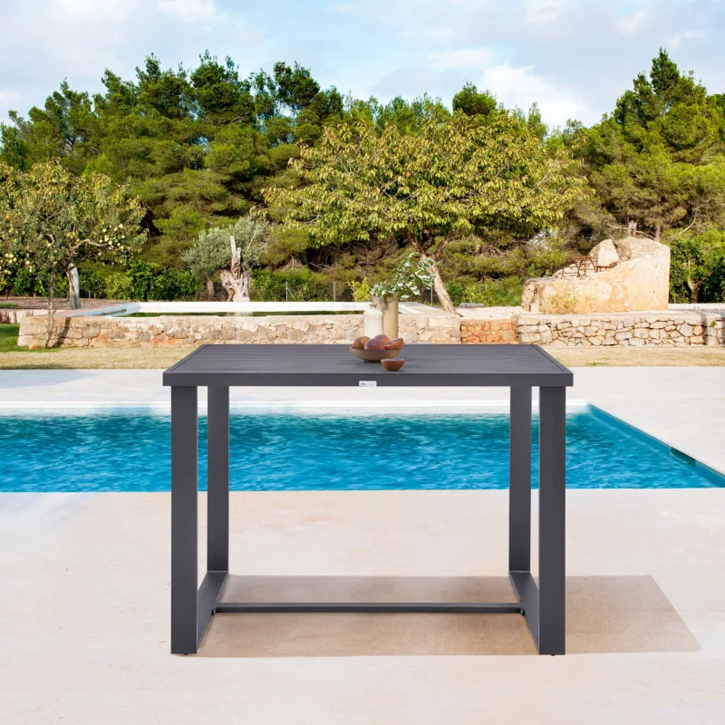 Argiope Outdoor Patio Bar Height Dining Table in Aluminum By Armen Living | Bar Tables | Modishstore