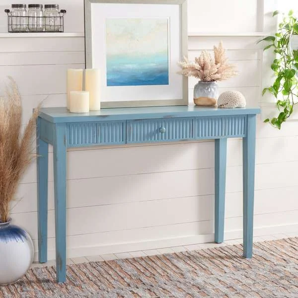 Safavieh Beale Console With Storage Drawer - Blue | Console Tables | Modishstore