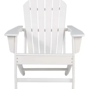 Contemporary Plastic Adirondack Chair With Slatted Back, White By Benzara | Outdoor Chairs | Modishstore