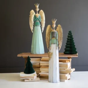 Painted Metal Christmas Angels Set Of 2 By Kalalou | Ornaments | Modishstore