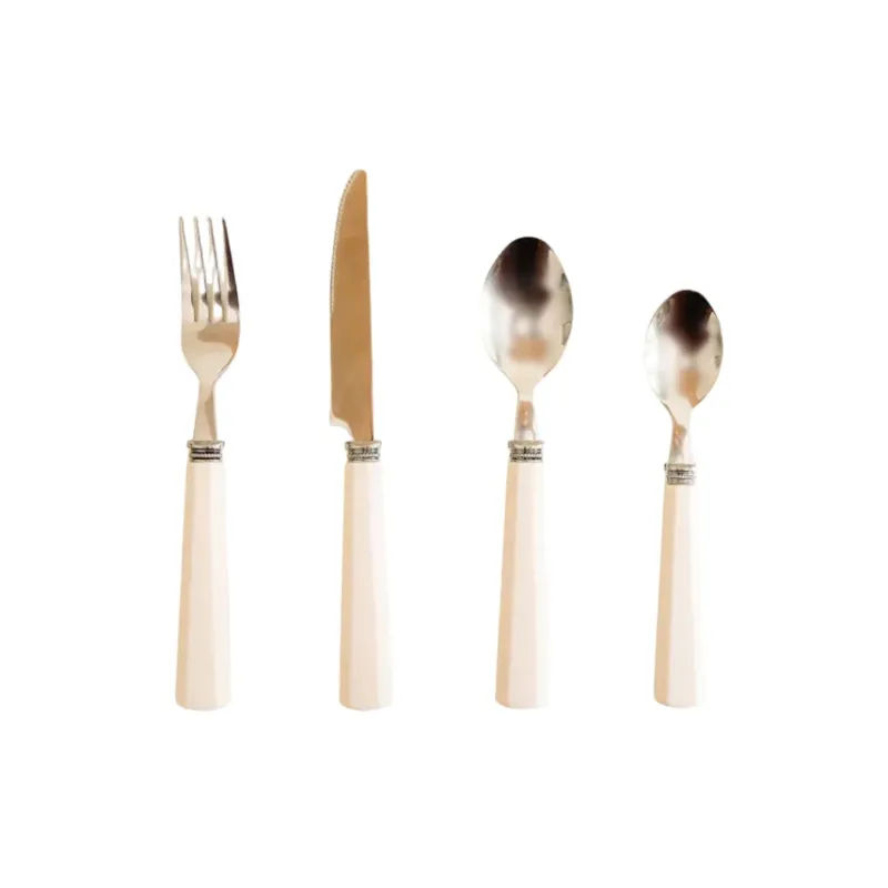 White Octagonal-Handle Cutlery Set (24 Pieces)