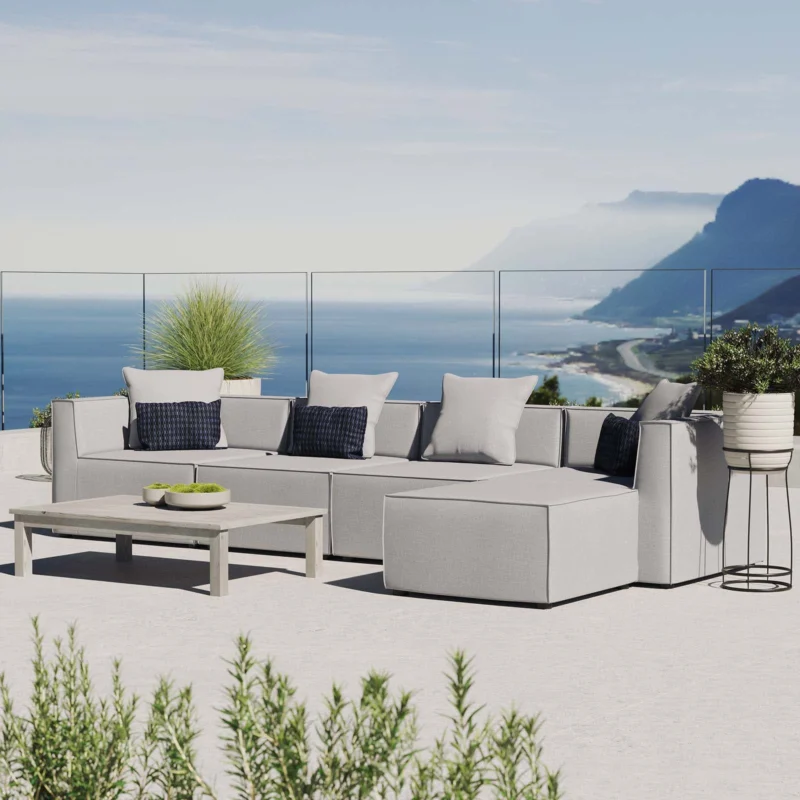 Modway Saybrook Outdoor Patio Upholstered 5-Piece Sectional Sofa - EEI-4382 | Outdoor Sofas, Loveseats & Sectionals | Modishstore - 1