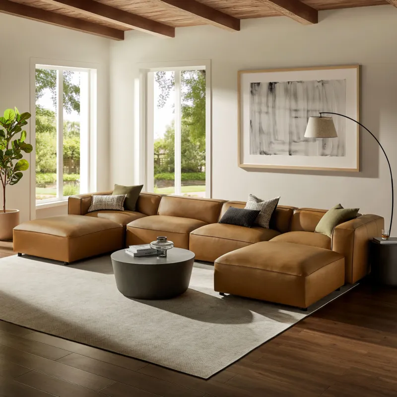 Auren 6-Piece Upholstered Vegan Leather Modular Sofa by Modway | Sofa Set | Modishstore - 1