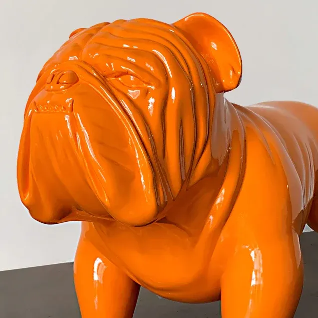 Fiberglass Bulldog Large Indore Sculpture, Orange By Gold Leaf Design Group | Animals & Pets | Modishstore