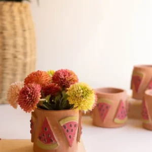 Short Clay Watermelon Vase By Kalalou