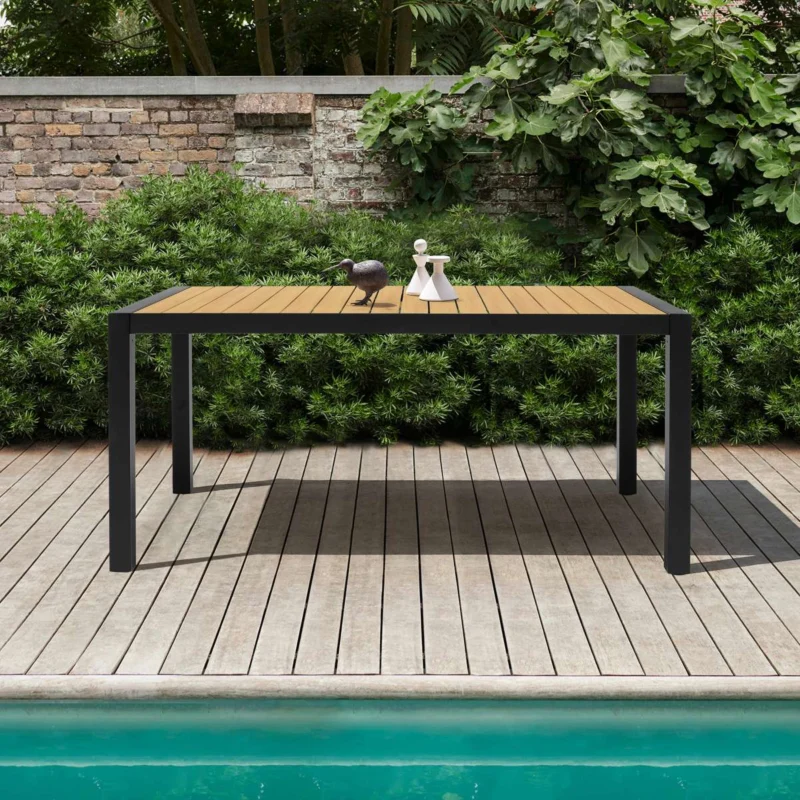 Panama Outdoor Black Aluminum Rectangular Dining Table By Armen Living | Outdoor Tables | Modishstore