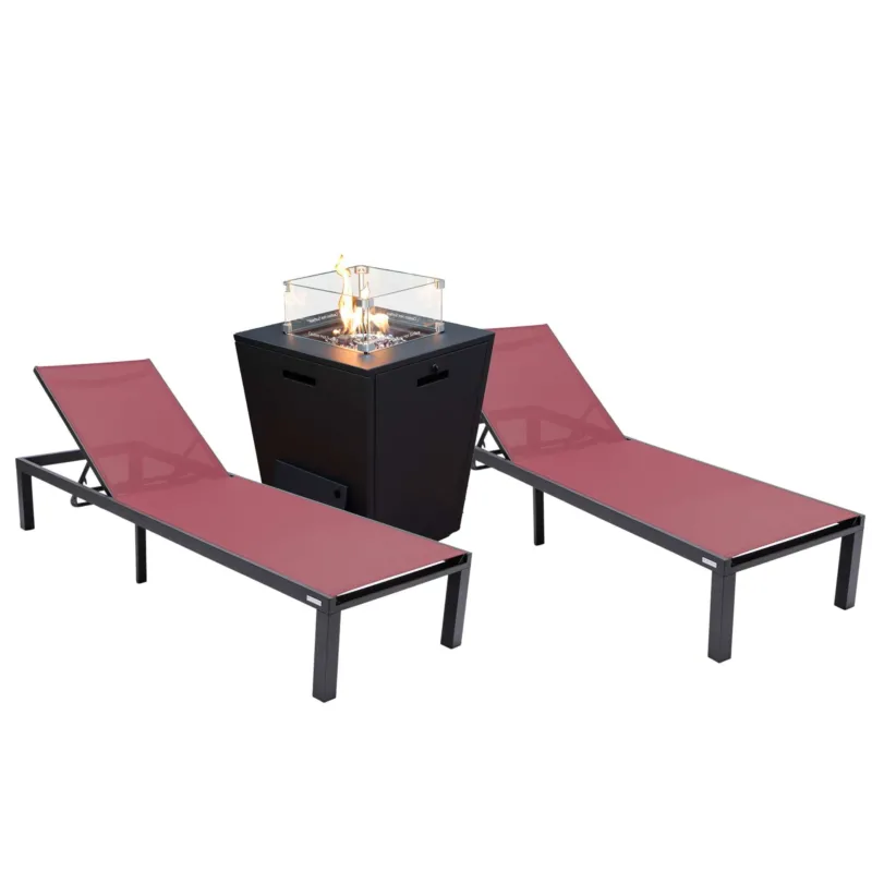 LeisureMod Marlin Modern Aluminum Outdoor Patio Chaise Lounge Chair Set of 2 - MLBLCF21-77BRG2 | Outdoor Chaise Lounges | Modishstore