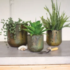 Rustic verdigris iron planters Set Of 3 By Kalalou | Modishstore | Planters, Troughs & Cachepots