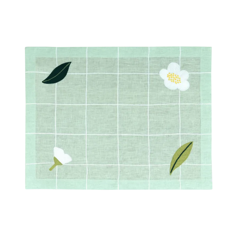 Hand Embroidered Trellis Placemats 14" × 18" (Set of 4)