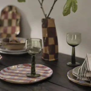 Baby Blue & Burgundy Gingham Oval Platter