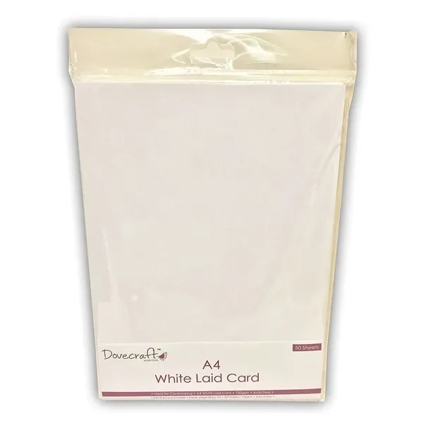 DOVECRAFT A4 WHITE LAID CARD 120GM X 50 SHTS