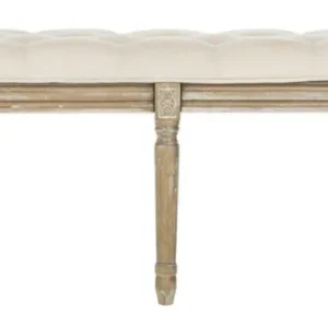 Safavieh Rocha 19''H French Brasserie Tufted Traditional Rustic Wood Bench - Beige | Benches | Modishstore