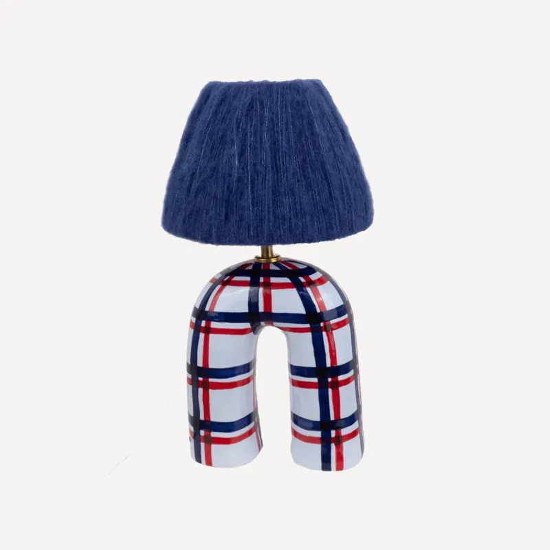 'You' Table Lamp - Blue Gingham