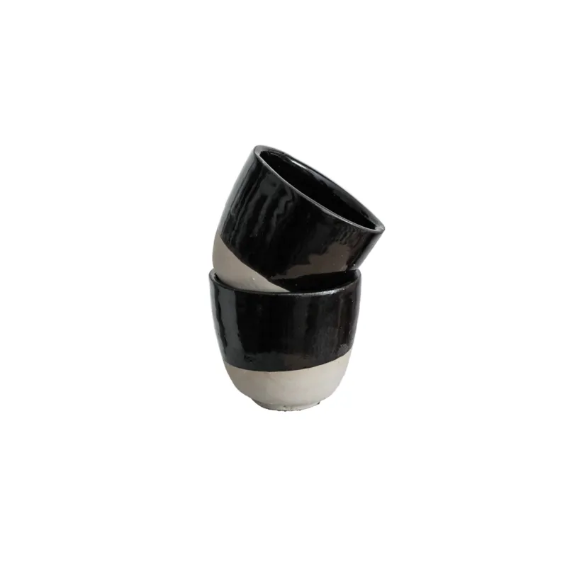 Dani - Porcelain Espresso Cups - Glossy Black - Set of 2