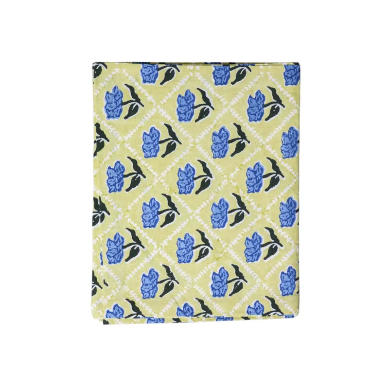 Noor - Pure Linen Handprinted Table Runner - Butter Yellow