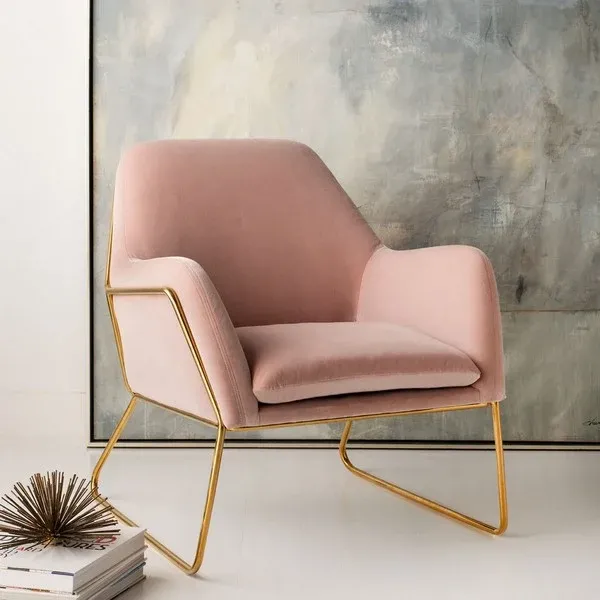 Safavieh Misty Metal Frame Accent Chair - Blush | Accent Chairs | Modishstore