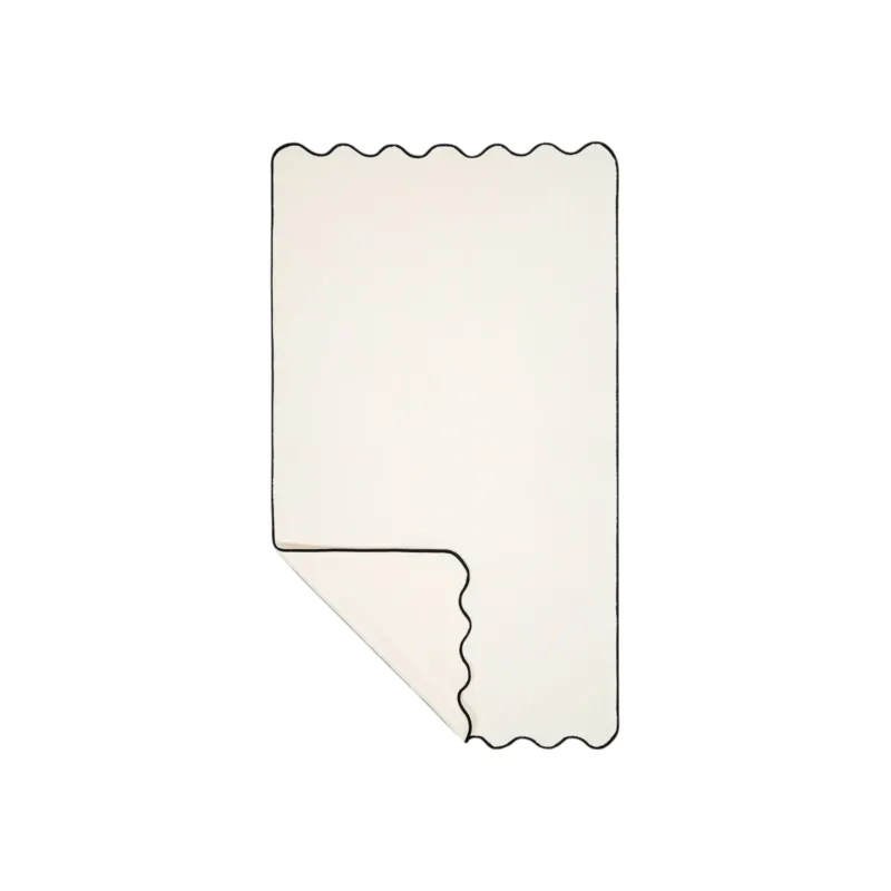 Ivory & Bordeaux Cotton Wavy Bath Sheet